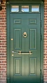Дверь зеленая ВПД-126 с фрамугой и стеклом - фото № 1