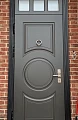Дверь черная ВПД-127 с фрамугой и стеклом - фото № 1