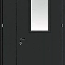 Металлическая дверь в подъезд черная с окном МДП-512