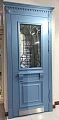 Голубая дверь ВПД-109 со стеклом и ковкой - фото № 1