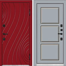 Металлическая входная дверь с МДФ красного цвета Д-203