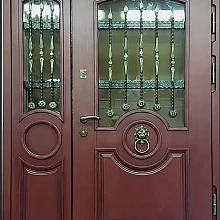 Металлическая дверь в подъезд коричневая с МДФ МДП-514