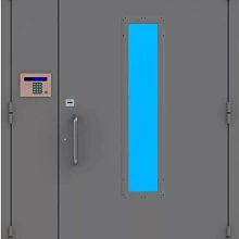 Металлическая дверь в подъезд серого цвета МДП-506