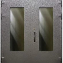 Металлическая дверь в подъезд двупольная с остеклением МДП-515