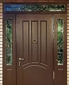Дверь входная ВПД-112 с фрамугой, стеклом и ковкой - фото № 1